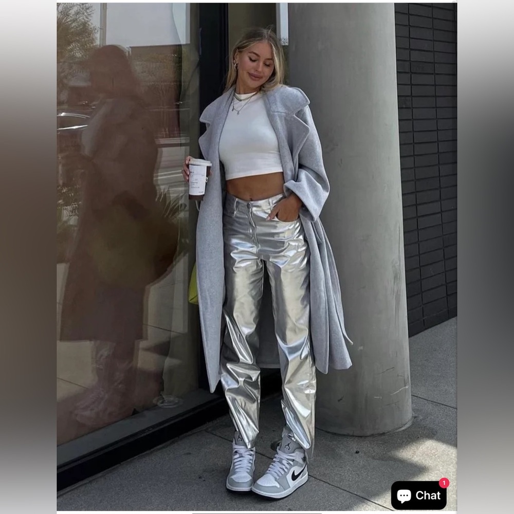 Lupe Silver Metallic Trousers